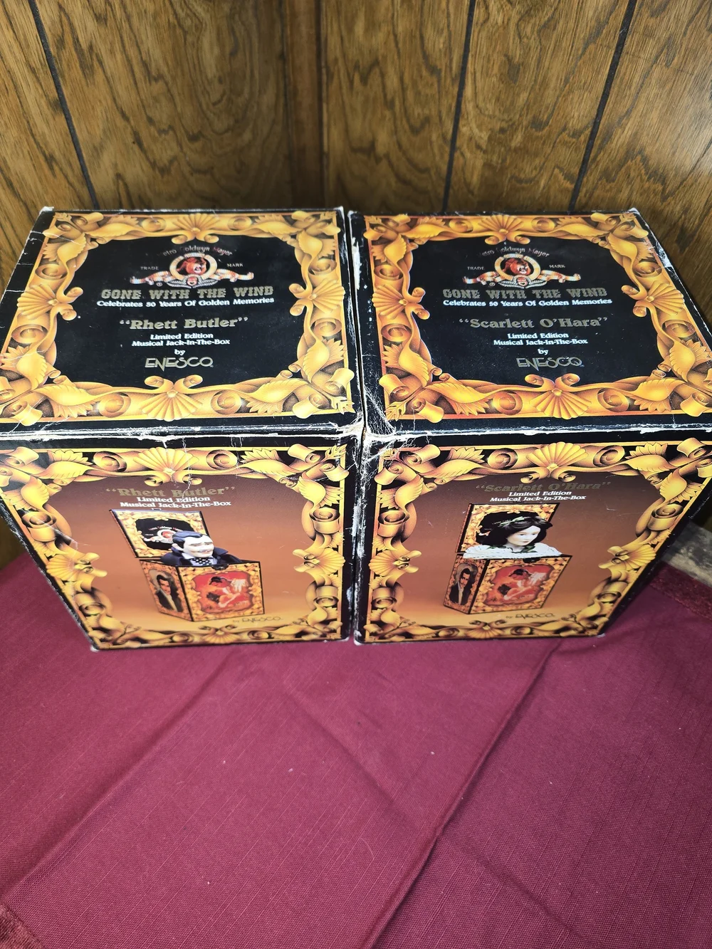 Enesco Scarlett O'Hara and Rhett Butler Musical Jack-in-the-Box Set W/COA